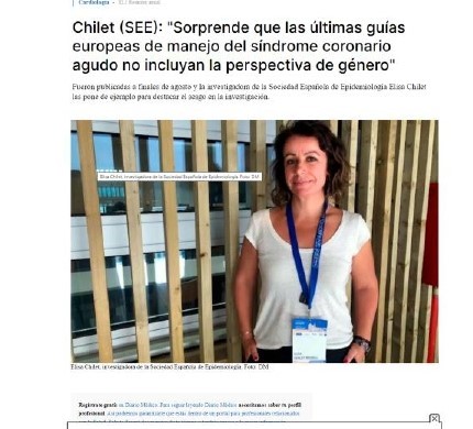 (Español) Entrevista a Elisa Chilet “Sorprende que las últimas guías europeas de manejo del síndrome coronario agudo no incluyan la perspectiva de género”, en Diario Médico.
